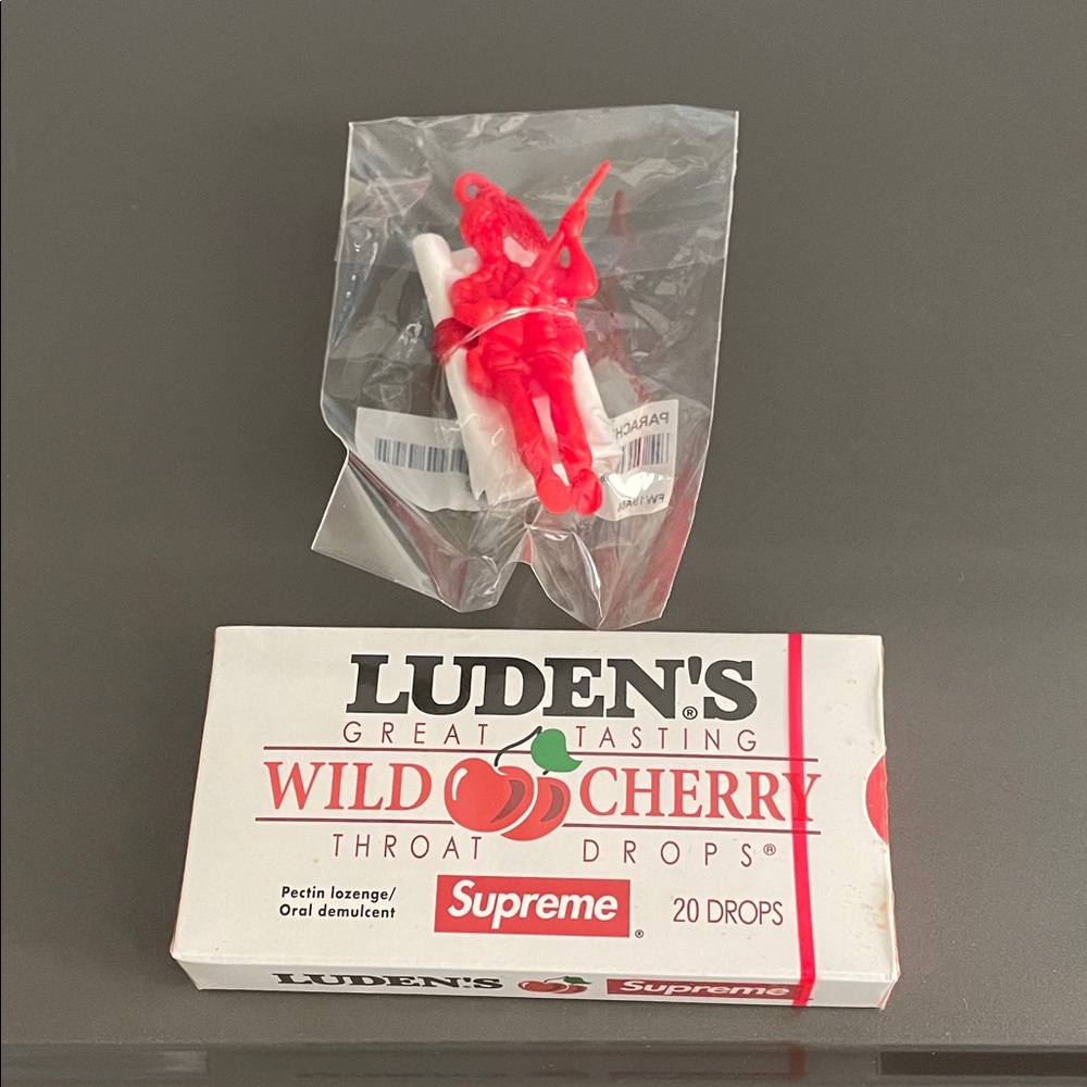 Supreme parachute man and Luden’s cough drops, both new in package